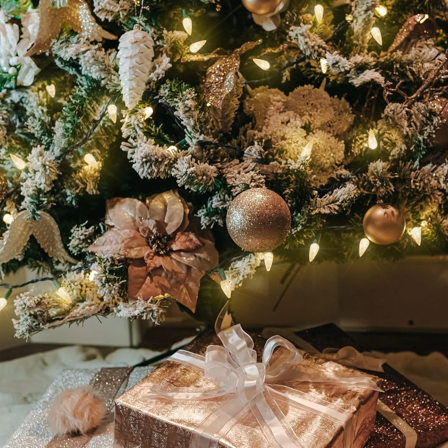 WATERGLIDE C6 Lumières De Noël, 33ft 100 LED Chaîne À Facettes Lumières Fil Vert Fées Lumières Avec 29V Safe Adaptor, 8 Mode D'éclairage, Étanche Pour Intérieur Extérieur Patio Xmas Tree Party Decor, Blanc Chaud 5 WATERGLIDE C6 Lumières De Noël, 33ft 100 LED Chaîne À Facettes Lumières Fil Vert Fées Lumières Avec 29V Safe Adaptor, 8 Mode D'éclairage, Étanche Pour Intérieur Extérieur Patio Xmas Tree Party Decor, Blanc Chaud - Image 3