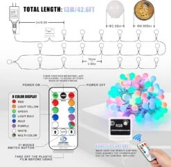 Lumières Multicolores à Cordes Avec Minuterie à Distance, Chambre à Coucher Intérieure à Guirlandes, 32FT 96LED Avec 8 Couleurs De Vibrant En Lumières Décoratives Extérieures Pour Pâques, Noël, Salle De Classe, Jardin, Fête, Mariage -Oui || N/A || pearhead 81m0GkyCXCL. AC SL1500