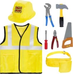 Fengek 8 Packs Halloween Construction Worker Costume, Enfant Travailleur Costume Constructeur Habillage Vêtements Prétendre Jeu De Rôle Pour Halloween Noël
