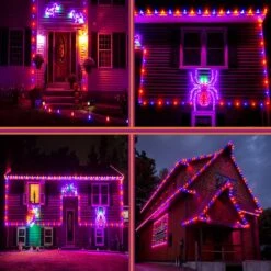 Lumières De Noël Kemooie 500 LED, 164FT 8 Plug De Modes D'éclairage En Lumières De Fée étanches Pour Les Lumières D'arbre De Noël En Plein Air Décorations De Balcon De Jardin De Fête (violet Et Orange) -Oui || N/A || pearhead 81nLDO8ymjL. AC SL1500