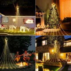 Décorations De Noël Guirlandes étoilées, 290 Lumières D'arbre De Cascade LED Avec Lumières De Noël 11 "Topper Star Décoratives Extérieures Pour La Fête De Mariage Décoration De Vacances à La Maison (blanc Chaud) -Oui || N/A || pearhead 81nZNqai8hL. AC SL1500