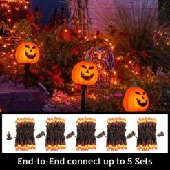 LAMPHOME Super-Bright Extensible Orange Halloween Lumières Décoration 100Lights 19.6ft UL Certifié Mini Ampoule Chaîne Lumières Ensemble Pour L'extérieur Halloween Maison Arbre De Noël Jardin Fête De Vacances Patio Décor -Oui || N/A || pearhead 81nhnqPsVQL. AC SL1500