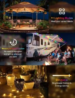Lumières De Noël Maojia 200LED Outdoor, IP67 Lumières étanches En Bande De Fée En Plugin 82FT Avec Télécommande 11 Modes Lumières De Corde Pour Noël Salon Chambre à Tente Mansardée Gazebo-Warm White & Multicolore -Oui || N/A || pearhead 81omXPJ1YkL. AC SL1500
