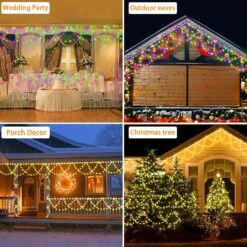 KAZOKU Changement De Couleur Lumières De Noël Extérieur Intérieur 40ft 380 LED Étanche Xmas String Lumières Blanc Chaud Et Multicolore Arbre De Noël Lumières Pour Jardin,Vacances,Fête De Mariage,Avec Télécommande,11 Modes De Lumière -Oui || N/A || pearhead 81qeXk61jhL. AC SL1500