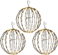 Elf Logic 3 Pack 16” Extérieur/Intérieur LED Boules De Lumière De Noël. Durable, Imperméable, Longue-Last, Léger Bright Light Ball. Lumières LED Chaudes Pour Décor De Vacances, Patio, Décor De Mariage