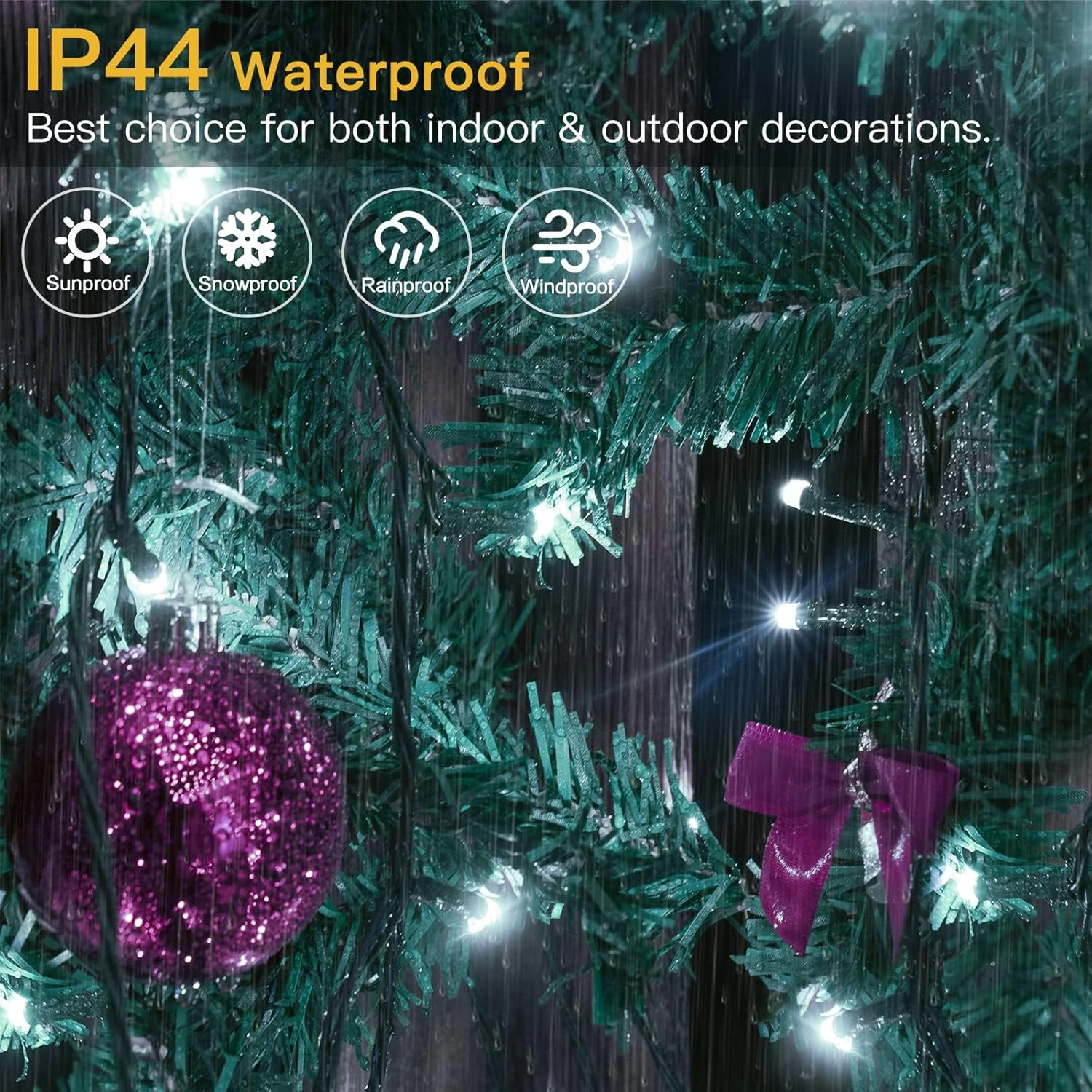 Feux De Noël D'Ollny Outdoor - 500LED 164FT Longues Lumières De Cordes De Noël Avec 8 Modes Remote Timer IP44 Imperméable, Fée Lumières Pour Tree House Yard Outside Indoor Décorations De Noël Cool White 6 Feux De Noël D'Ollny Outdoor - 500LED 164FT Longues Lumières De Cordes De Noël Avec 8 Modes Remote Timer IP44 Imperméable, Fée Lumières Pour Tree House Yard Outside Indoor Décorations De Noël Cool White - Image 4