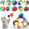 20 Pcs Noël Chat Balle Jouet Kitty Fils Puffs Assortiment Couleur Petit Chat Jouet Peluche Kitty Boules Douces Chat Pom Pom Boules Fuzzy Kitty Boules Pour Pet Chat Chaton Kitty 1.6 Pouce En Diamètre