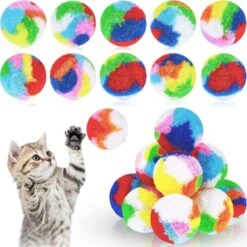 20 Pcs Noël Chat Balle Jouet Kitty Fils Puffs Assortiment Couleur Petit Chat Jouet Peluche Kitty Boules Douces Chat Pom Pom Boules Fuzzy Kitty Boules Pour Pet Chat Chaton Kitty 1.6 Pouce En Diamètre