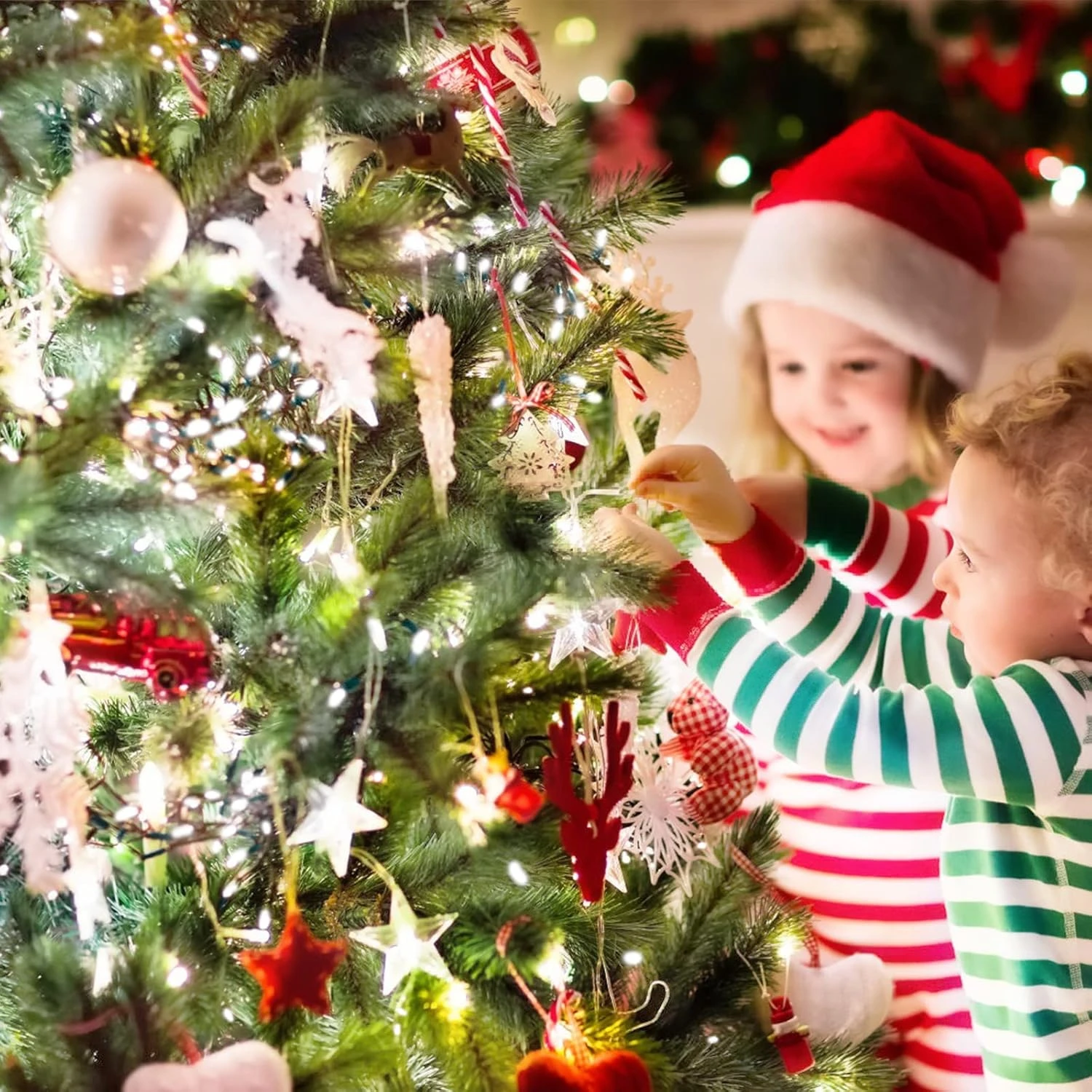 KOUQIYA Batterie Fonctionné Lumières De Noël, 33ft 100 LED Batterie Fonctionné Chaîne Lumières Avec Minuterie 8 Modes Étanche Chaîne Lumières Pour Noël Extérieur Intérieur Jardin Party Décor, Blanc Frais 5 KOUQIYA Batterie Fonctionné Lumières De Noël, 33ft 100 LED Batterie Fonctionné Chaîne Lumières Avec Minuterie 8 Modes Étanche Chaîne Lumières Pour Noël Extérieur Intérieur Jardin Party Décor, Blanc Frais - Image 3