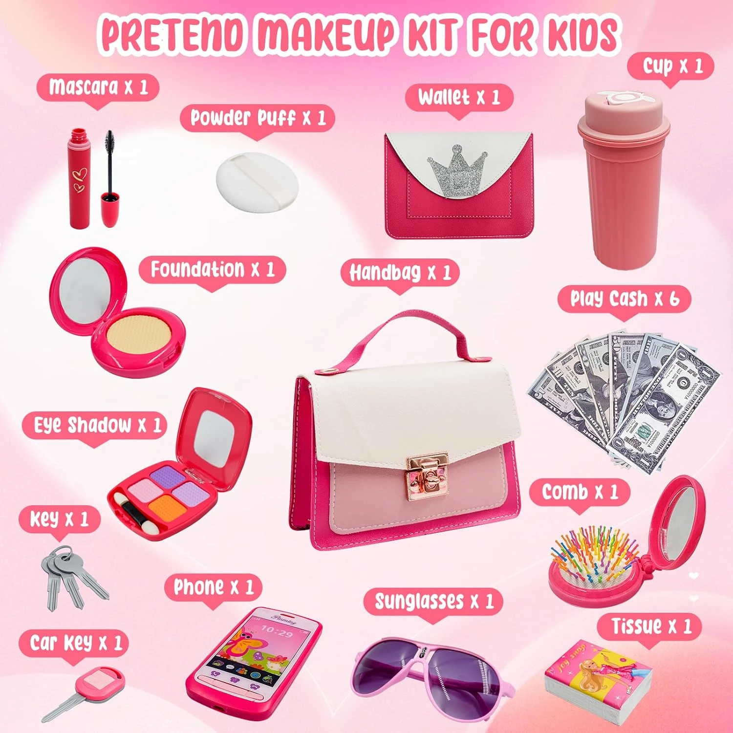 Kit De Maquillage Pour Fille CAILESS - Maquillage De Bretend Pour Tout-petits 27Pcs Avec Sac à Main Ensemble Cosmétique De Bretend Petites Filles Et Accessoires De Mode Pour 3-8 Ans Kids Play Kit De Maquillage Cadeau Pour Anniversaire Noël 4 Kit De Maquillage Pour Fille CAILESS - Maquillage De Bretend Pour Tout-petits 27Pcs Avec Sac à Main Ensemble Cosmétique De Bretend Petites Filles Et Accessoires De Mode Pour 3-8 Ans Kids Play Kit De Maquillage Cadeau Pour Anniversaire Noël - Image 2