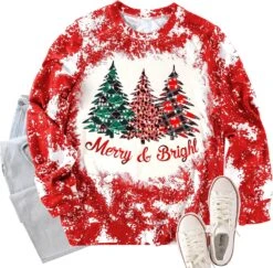 VVNTY Noël Sweatshirts Pour Femmes Chemise De Noël Leopard Graphique Couleur Bloc De Noël Flocon De Neige Imprimer À Manches Longues Top