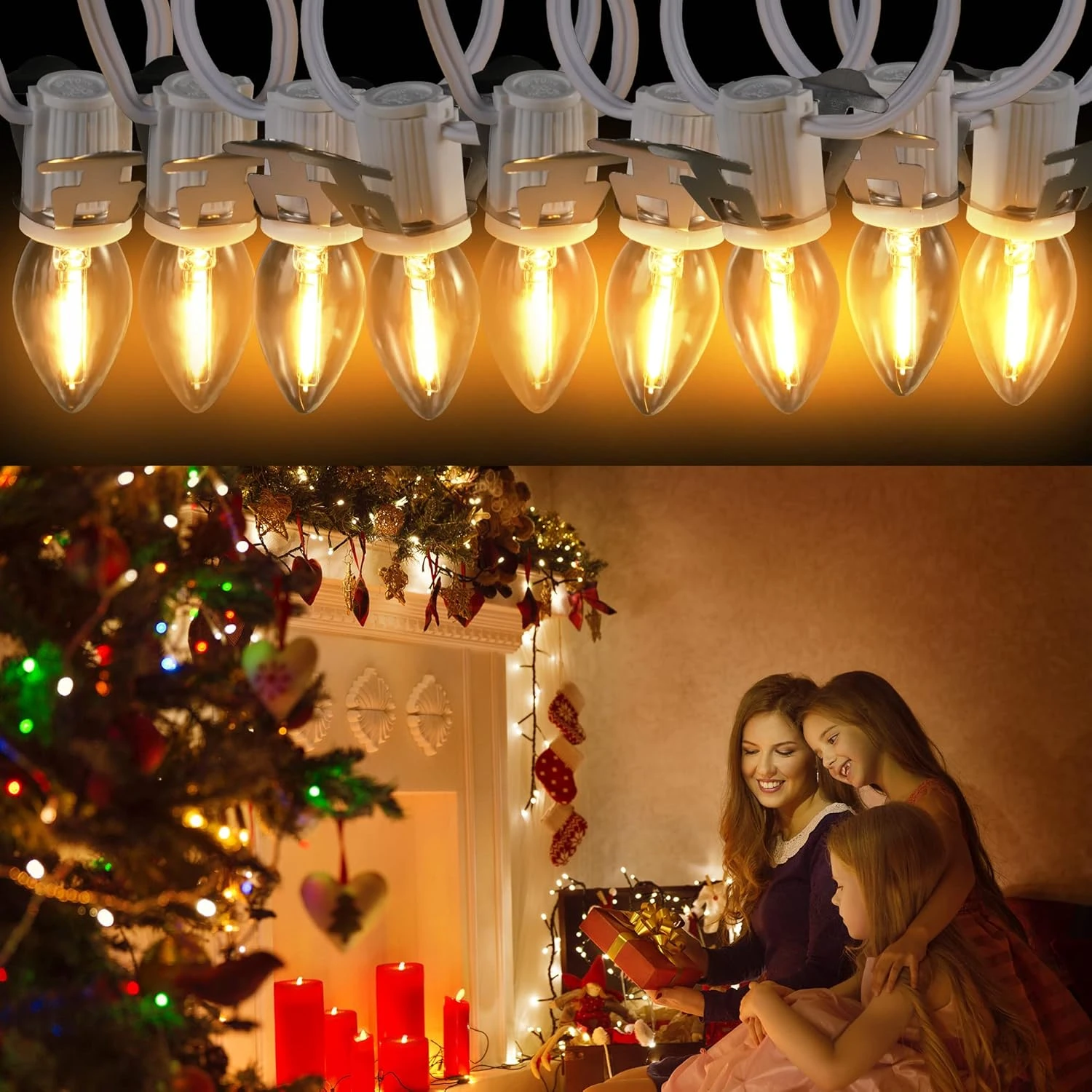 Cordon Accessoire En Méon Avec Ampoule LED C7 Cord Clip Lights Avec Double Fusible De Rechange, Décoration De Lumières De Chaîne De Noël En Moule Soufflé Pour Noël Maison De Village, Décorateur De Vacances En Agrafes à Citrouille ( 18 Ampoule LED ) 6 Cordon Accessoire En Méon Avec Ampoule LED C7 Cord Clip Lights Avec Double Fusible De Rechange, Décoration De Lumières De Chaîne De Noël En Moule Soufflé Pour Noël Maison De Village, Décorateur De Vacances En Agrafes à Citrouille ( 18 Ampoule LED ) - Image 4