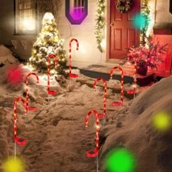 8 Pcs Solaire De Noël Décorations En Plein Air Solaire Bonbons Canne Lumières De Noël Pathway Lumières Solaire Walkway Lumières En Plein Air Étanche LED Candy Cane Décorations De Noël Pour Jardin Pelouse Patio, Rouge Blanc -Oui || N/A || pearhead 81spPK5sRlL. AC SL1500