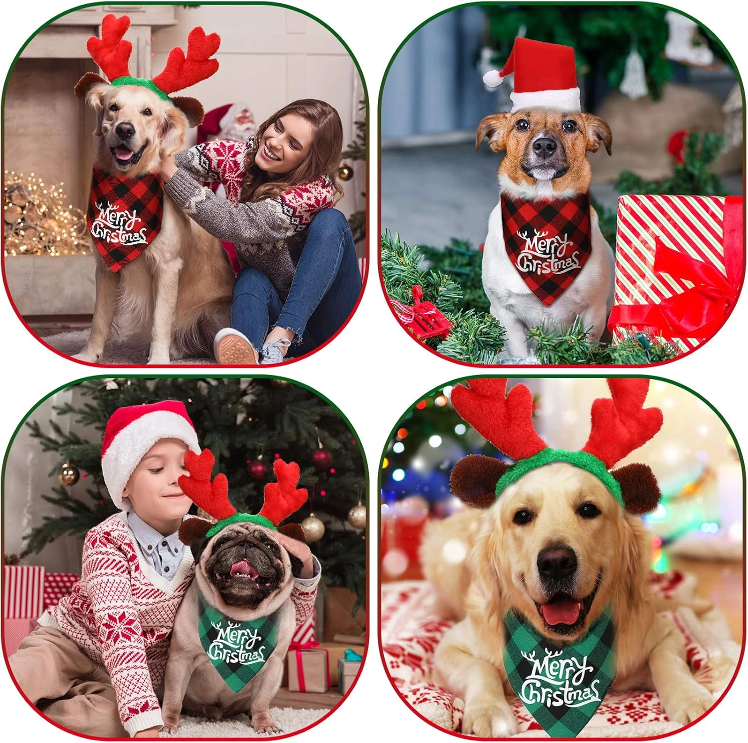 Chapeau De Noël Pour Chien De Noël 3D Réglable En 4 Pièces, écharpe De Noël Classique Pour Animaux De Compagnie Buffalo, Bande De Tête De Renne De Noël Avec Oreilles Accessoires De Costume Pour Animaux De Compagnie Pour Chiens Et Chats ( Style Vif ) 5 Chapeau De Noël Pour Chien De Noël 3D Réglable En 4 Pièces, écharpe De Noël Classique Pour Animaux De Compagnie Buffalo, Bande De Tête De Renne De Noël Avec Oreilles Accessoires De Costume Pour Animaux De Compagnie Pour Chiens Et Chats ( Style Vif ) - Image 3