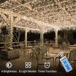 Lumières De Corde Solaire ICRGB Extérieur, 66FT 200 LED Solar String Light, Extérieur IP67 Imperméable 8 Modes Jardin Lumières De Noël Décoratif Pour Piscine Extérieure Mariage De Porche De Terrasse Noël -Oui || N/A || pearhead 81uuL6fPFAL. AC SL1500
