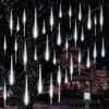 Veilleuses Meteor Extérieur, 16 Pouces 20 Tubes 720 Lumières D'icules LED, Lumières De Noël Meteor étanches, Lumières De Pluie Tombantes Suspendues Pour Les Buissons D'arbres Décor De Noël De La Fête De Noël, Blanc