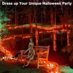 Lampes D'Halloween BlcTec Orange 300 LED 108FT, Lumières De Décoration D'Halloween Avec Modes 8, Plug-in Connectable, étanche Et Fonction De Minuterie Pour Les Décorations De Noël D'Halloween De La Porche De Cour -Oui || N/A || pearhead 81x3rZs4PcL. AC SL1500