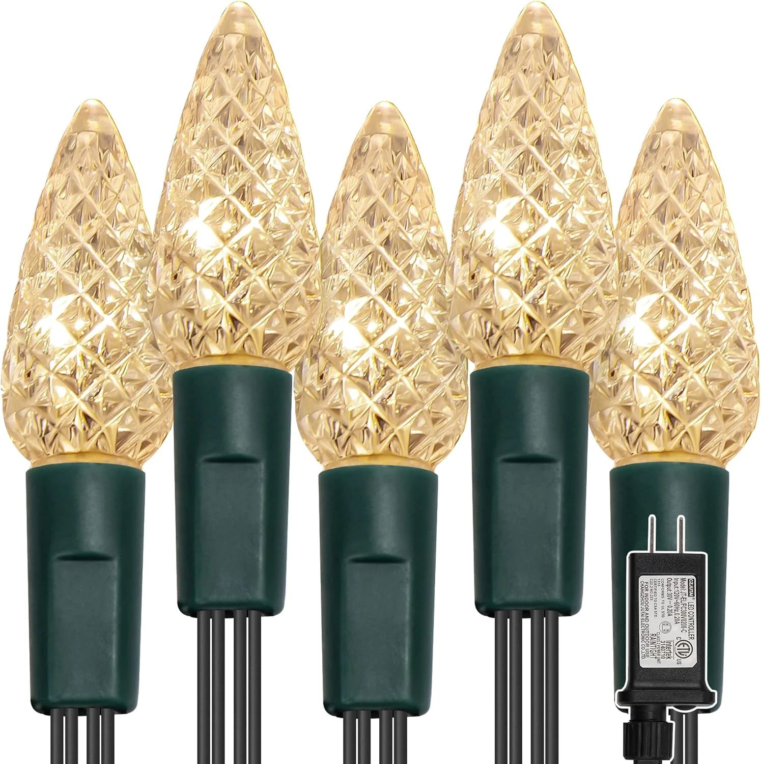 WATERGLIDE C6 Lumières De Noël, 33ft 100 LED Chaîne À Facettes Lumières Fil Vert Fées Lumières Avec 29V Safe Adaptor, 8 Mode D'éclairage, Étanche Pour Intérieur Extérieur Patio Xmas Tree Party Decor, Blanc Chaud 3 WATERGLIDE C6 Lumières De Noël, 33ft 100 LED Chaîne À Facettes Lumières Fil Vert Fées Lumières Avec 29V Safe Adaptor, 8 Mode D'éclairage, Étanche Pour Intérieur Extérieur Patio Xmas Tree Party Decor, Blanc Chaud