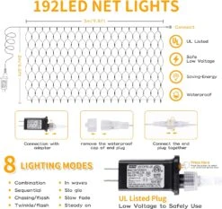 HEYFUNi 192 LED Net Lumières Extérieure Mesh Lumières, 8 Modes Net Lumières Pour Bushes Plug In, Étanche De Noël Net Chaîne Lumières Pour Bushes Plafond Mariage Intérieur Extérieur(9.8ft X 6.6ft, Chaud Blanc) -Oui || N/A || pearhead 81yMYy8XHRL. AC SL1500
