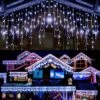 280 LED Icicle Lumières De Noël Extérieur Total 561FT Icicle String Lumières Arbre De Noël Lumières Blanc Icicle Lumières De Noël Décorations De Noël Fête De Mariage De Vacances Extérieur (Cold White)