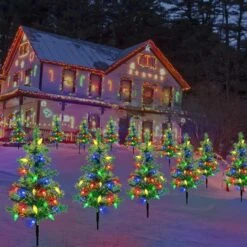 Ensemble Amélioré De Lumières D'arbre De Noël Solaire 4pcs Décorations Extérieures, Avec 80 LED Solar Christmas C6 String Lights For Outside Yard, Patio, Garden, Grave, Cemetery Xmas Ornaments (Multicolore) -Oui || N/A || pearhead 81yW1p6fHCL. AC SL1500