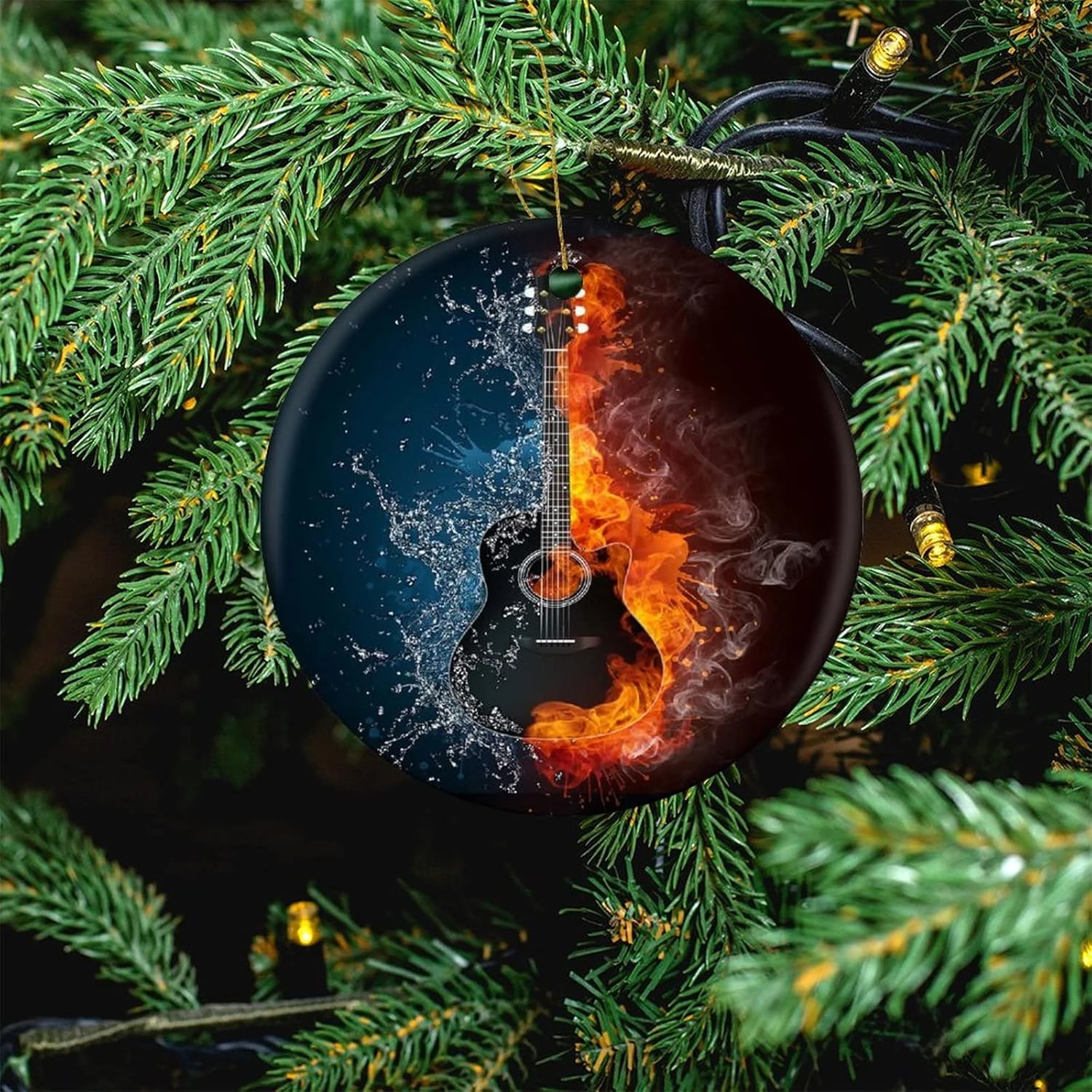 Petits Ornements De Noël Petit Cadeau Pour Femmes, Guitare Acoustique Au Feu Et à L'Eau 6 Petits Ornements De Noël Petit Cadeau Pour Femmes, Guitare Acoustique Au Feu Et à L'Eau – Image 4