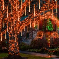 YEGUO Orange Halloween Lumières En Plein Air, 8 Tubes 144 LED Solaire Icicle Lumières, Meteor Lumières De Noël -Oui || N/A || pearhead 9199tu ozqL. AC SL1500