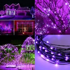 Twinkle Star 33 FT 120 LED Lumière Solaire Extérieure, Solaire Alimenté Halloween Lumières Décoratives De Fée Avec 8 Modes, Étanche Noir Fil Lumière De Noël Patio Yard Fête De Mariage, Violet, 2 Pack -Oui || N/A || pearhead 91A YkBvLGL. AC SL1500