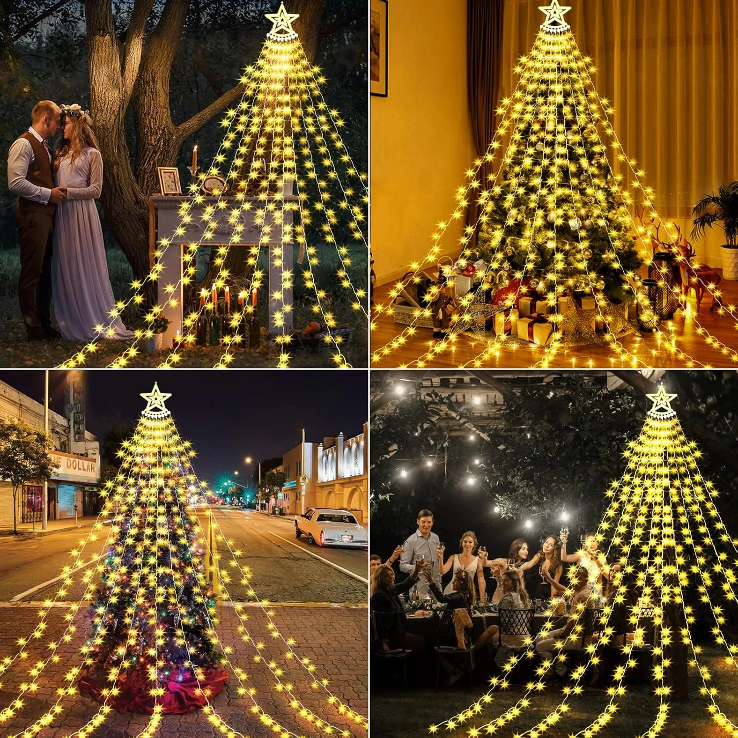 ZCWZMW Décorations De Noël Lumières Extérieures, 350 LEDs 8 Modes Lumières De Noël Avec Timer & Remote, Lumières D'arbre De Noël Avec Tree Topper Pour Yard,Mariage, Fête, Décorations De Noël (Warm White) 6 ZCWZMW Décorations De Noël Lumières Extérieures, 350 LEDs 8 Modes Lumières De Noël Avec Timer & Remote, Lumières D'arbre De Noël Avec Tree Topper Pour Yard,Mariage, Fête, Décorations De Noël (Warm White) - Image 4