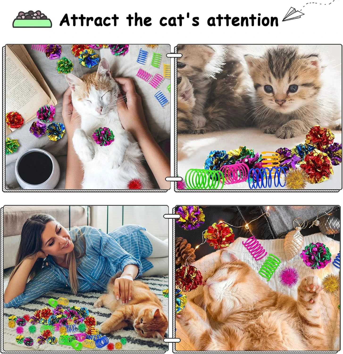 36 Pièces Chat Spirale Printemps Jouets De Noël Assorti Couleur Glitter Balls Sparkle Petit Pom Pom Balls Coloré Chaton Crinkle Jouets Cat Balls Avec Rustle Sound Pour Chats Chatons Jouer Interaction 6 36 Pièces Chat Spirale Printemps Jouets De Noël Assorti Couleur Glitter Balls Sparkle Petit Pom Pom Balls Coloré Chaton Crinkle Jouets Cat Balls Avec Rustle Sound Pour Chats Chatons Jouer Interaction - Image 4