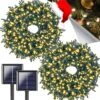 OZS- 2PK Total 144FT 400LED Luminaires De Cordes De Noël Solaires Chaudes En Extérieur, étanche 8 Modes Luminaires D'arbres De Noël En Fil Vert Pour Les Décorations De Noël De Jardin ( Blanc Chaud ) -Oui || N/A || pearhead 91CphX rg5L. AC SL1500