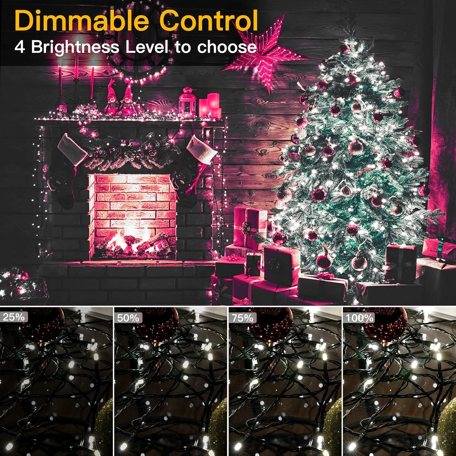 Feux De Noël D'Ollny Outdoor - 500LED 164FT Longues Lumières De Cordes De Noël Avec 8 Modes Remote Timer IP44 Imperméable, Fée Lumières Pour Tree House Yard Outside Indoor Décorations De Noël Cool White 7 Feux De Noël D'Ollny Outdoor - 500LED 164FT Longues Lumières De Cordes De Noël Avec 8 Modes Remote Timer IP44 Imperméable, Fée Lumières Pour Tree House Yard Outside Indoor Décorations De Noël Cool White - Image 5