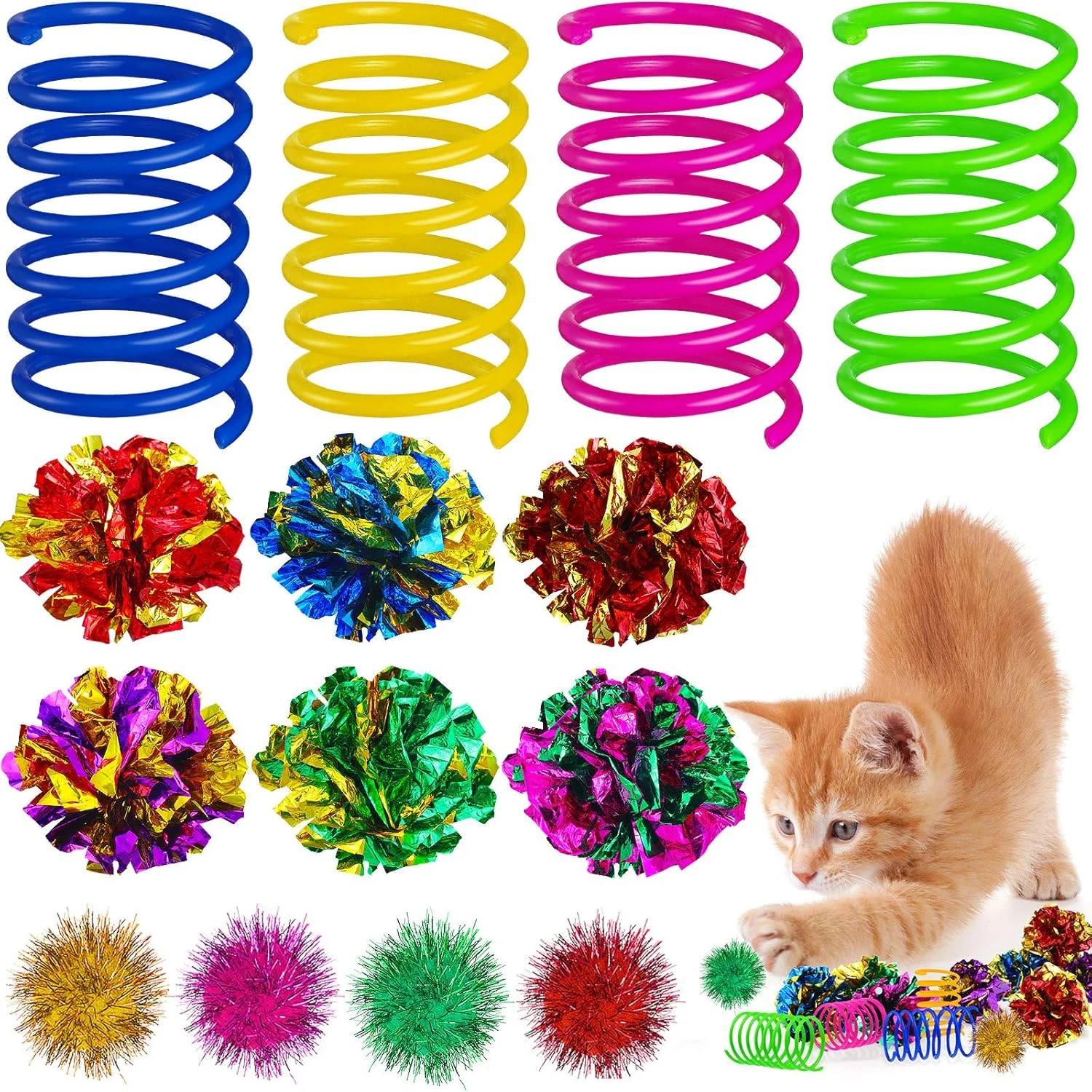 36 Pièces Chat Spirale Printemps Jouets De Noël Assorti Couleur Glitter Balls Sparkle Petit Pom Pom Balls Coloré Chaton Crinkle Jouets Cat Balls Avec Rustle Sound Pour Chats Chatons Jouer Interaction 3 36 Pièces Chat Spirale Printemps Jouets De Noël Assorti Couleur Glitter Balls Sparkle Petit Pom Pom Balls Coloré Chaton Crinkle Jouets Cat Balls Avec Rustle Sound Pour Chats Chatons Jouer Interaction