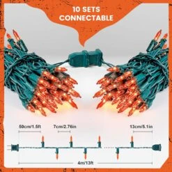 Mimigogo Orange Halloween Arbre Lumières Avec Fil Vert, 13ft 50 Incandescent Ampoule Étanche Fées Lumières, Plug En Mini Cordes Lumières Pour Noël, Patio, Vacances, Fête, Maison, Intérieur Décor Extérieur -Oui || N/A || pearhead 91IXKjEi2bL. AC SL1500