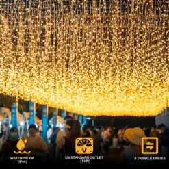 Feux De Rideau Extérieur Kemooie 400 LED, 26,2FT X 3,3FT Feux De Chaîne De Rideau Avec 8 Modes De Brillance Pour La Cérémonie Intérieure Anniversaire Fête De Noël Chambre Balcon Décorations De Toit ( Blanc Chaud ) 16 Feux De Rideau Extérieur Kemooie 400 LED, 26,2FT X 3,3FT Feux De Chaîne De Rideau Avec 8 Modes De Brillance Pour La Cérémonie Intérieure Anniversaire Fête De Noël Chambre Balcon Décorations De Toit ( Blanc Chaud ) -Oui || N/A || pearhead 91JGmDzPc5L. AC SL1500