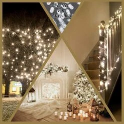 Lumières LED De Noël Holiday Essence, 100 Lumières Blanches Fraîches Pour Une Utilisation Décorative Intérieure Et Extérieure, Décoration Des Vacances Et Des Arbres, Décorations D'éclairage Suspendues En Patio, Fil Vert, 26,9 Pi, Certifié UL -Oui || N/A || pearhead 91L7PJrra7L. AC SL1500
