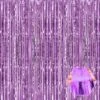 3 Pack Lumière Violet Feuille Fringe Rideau Backdrop, 3.28Ft X 8.2Ft Métallique Tinsel Feuille Fringe Streamer Rideaux Pour Photo Booth, Halloween, Noël, Anniversaire, Décorations De Fête De Mariage