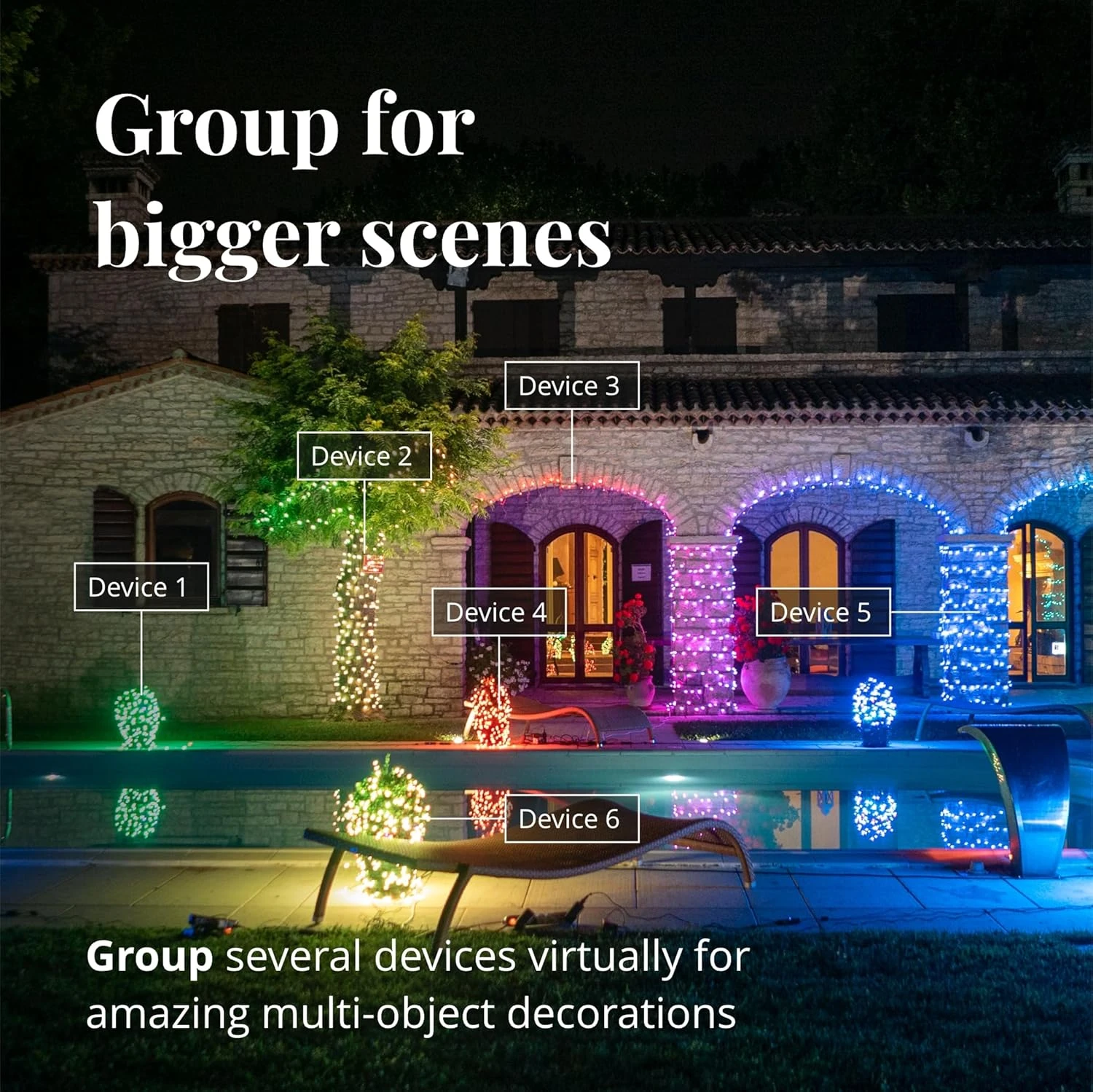 Feux De Noël LED Contrôlés Par Application – Avec LED 190 RVB + W ( 16 Millions De Couleurs + Blanc Chaud ). Câble Clair. Décoration D'éclairage Intelligent Intérieur Et Extérieur 8 Feux De Noël LED Contrôlés Par Application – Avec LED 190 RVB + W ( 16 Millions De Couleurs + Blanc Chaud ). Câble Clair. Décoration D'éclairage Intelligent Intérieur Et Extérieur - Image 6