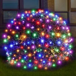 Lampes De Filet De Noël LED DEPMEM Décorations De Noël En Plein Air 120Led 6Ftx4Ft Connectable Waterptoof Mesh Net Lights For Trees Bush Wedding Garden Outdoor Christmas Decorations ( Multicolore )