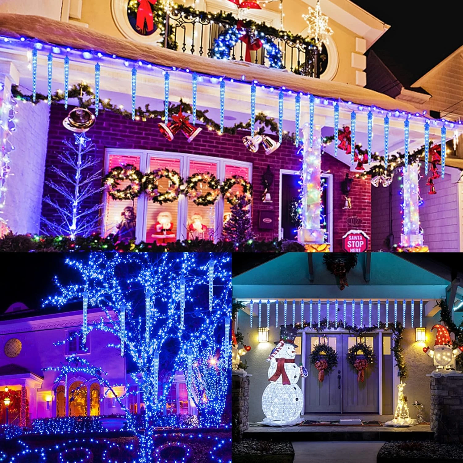 Feux De Douche En Météorologie WATERGLIDE, Feux De Noël En Glaçon Extérieur 12 "8 Glaçons 192 Flexibles De Chute De Glace En Cristal LED, Feux De Pluie Connectables, Décor De Vacances De L'arbre De Fête D'hiver De Noël, Bleu 4 Feux De Douche En Météorologie WATERGLIDE, Feux De Noël En Glaçon Extérieur 12 "8 Glaçons 192 Flexibles De Chute De Glace En Cristal LED, Feux De Pluie Connectables, Décor De Vacances De L'arbre De Fête D'hiver De Noël, Bleu - Image 2