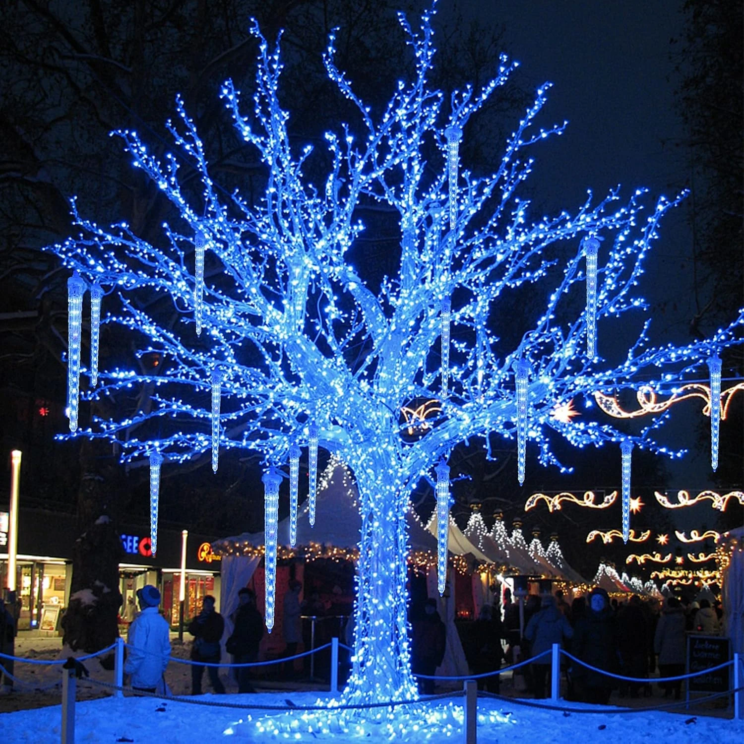 Feux De Douche En Météorologie WATERGLIDE, Feux De Noël En Glaçon Extérieur 12 "8 Glaçons 192 Flexibles De Chute De Glace En Cristal LED, Feux De Pluie Connectables, Décor De Vacances De L'arbre De Fête D'hiver De Noël, Bleu 7 Feux De Douche En Météorologie WATERGLIDE, Feux De Noël En Glaçon Extérieur 12 "8 Glaçons 192 Flexibles De Chute De Glace En Cristal LED, Feux De Pluie Connectables, Décor De Vacances De L'arbre De Fête D'hiver De Noël, Bleu - Image 5