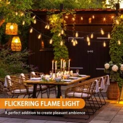 Mimigogo Flickering Flame String Lights, 22Ft 20LED Lumières Pour L'extérieur, Plug Dans Lumières De Jardin Pour Halloween Noël Intérieur Décoratif Extérieur, Connectable Backyard Lumières Décoratives Cafe Bistro Patio -Oui || N/A || pearhead 91bhRZ16cGL. AC SL1500