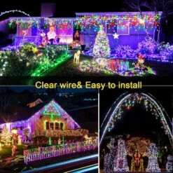 66ft 640 LED Lumières De Noël Extérieur - 8 Modes Lumières Icicle Avec 120 Gouttes, Étanche Plug In Fairy String Lights Avec Timer Memory Pour Fête, Vacances, Mariage, Décoration De Noël, Multicolore -Oui || N/A || pearhead 91gzRkxAwuL. AC SL1500