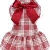Fitwarm Chien Tenue De Noël, Hiver Chien Robe, Chien Vêtements Pour Petits Chiens Fille, Col Roulé Plaid Animal Costume, Chat Vêtements, Rouge, Grand