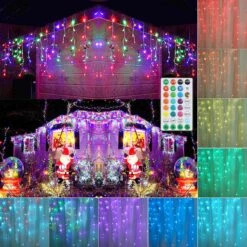Toodour Christmas Icicle Lights, RGB Color Changing Icicle Lights Avec Télécommande, 360 LED 29.5ft Fenêtre Fées Lumières Avec 60 Gouttes, LED Lumières De Noël Pour La Maison, Jardin, Décorations De Noël En Plein Air