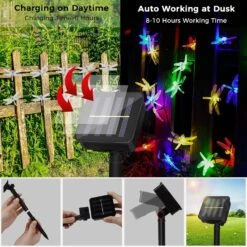 CIAOYE Dragonfly Solar String Lights, 30 LED 21ft 8 Modes Solaire Alimenté Extérieur Imperméable Fée Éclairage Pour Les Arbres De Noël Jardin Patio Clôture Mariage Décor De Fête, Multi Couleur -Oui || N/A || pearhead 91olGVdXGL. AC SL1500