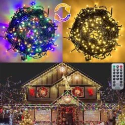 KAZOKU Changement De Couleur Lumières De Noël Extérieur Intérieur 40ft 380 LED Étanche Xmas String Lumières Blanc Chaud Et Multicolore Arbre De Noël Lumières Pour Jardin,Vacances,Fête De Mariage,Avec Télécommande,11 Modes De Lumière -Oui || N/A || pearhead 91yBjfjBsvL. AC SL1500